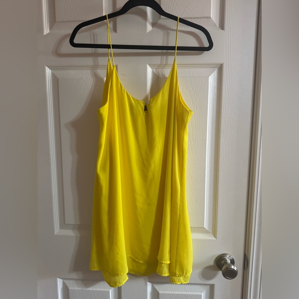 Love Lucy Love yellow spaghetti strap shift dress